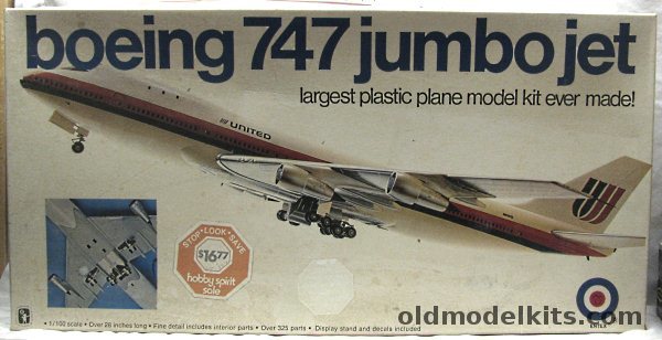 Entex 1/100 Boeing 747 Jumbo Jet United, 8453 plastic model kit